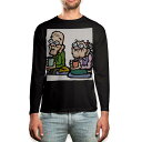 ロング tシャツ メンズ 長袖 ブラック デザイン XS S M L XL 2XL ロンT ティーシャツ 黒 black T shirt long sleeve 008012 イラスト 人物 お茶
