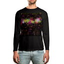 ロング tシャツ メンズ 長袖 ブラック デザイン XS S M L XL 2XL ロンT ティーシャツ 黒 black T shirt long sleeve 008051 花 フラワー カラフル レインボー 模様(4)