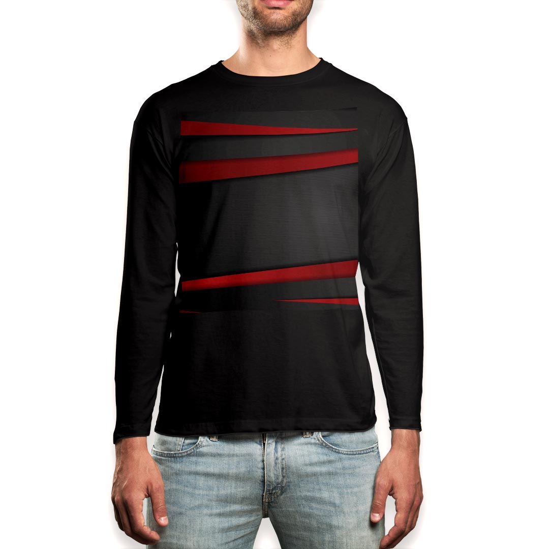 ロング tシャツ メンズ 長袖 ブラック デザイン XS S M L XL 2XL ロンT ティーシャツ 黒 black T shirt long sleeve 008225 赤　レッド　黒　ブラック　ライン