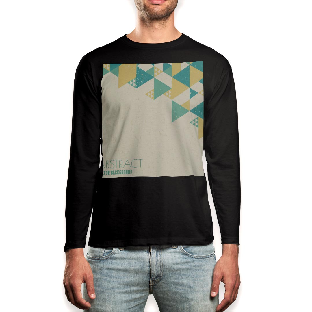 Necked Turtle - ロング tシャツ メンズ 長袖 ブラック デザイン XS S M L XL 2XL ロンT ティーシャツ 黒 black T shirt long sleeve 008245 パステル　ブルー　青　イエロー　模様