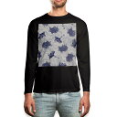 ロング tシャツ メンズ 長袖 ブラック デザイン XS S M L XL 2XL ロンT ティーシャツ 黒 black T shirt long sleeve 008261 和風 和柄 亀 鶴 青 ブルー