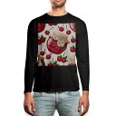 ロング tシャツ メンズ 長袖 ブラック デザイン XS S M L XL 2XL ロンT ティーシャツ 黒 black T shirt long sleeve 008320 イラスト さくらんぼ チェリー 赤 レッド