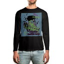 ロング tシャツ メンズ 長袖 ブラック デザイン XS S M L XL 2XL ロンT ティーシャツ 黒 black T shirt long sleeve 008518 イラスト 音楽 モンスター