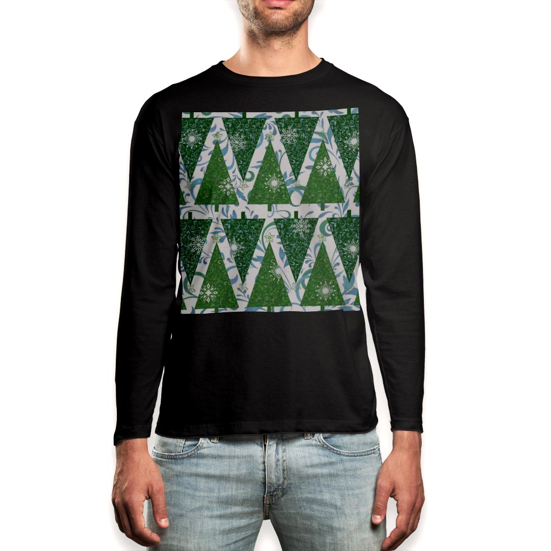 Spain （Clubs） - ロング tシャツ メンズ 長袖 ブラック デザイン XS S M L XL 2XL ロンT ティーシャツ 黒 black T shirt long sleeve 008546 雪　結晶　冬　植物　星　スター