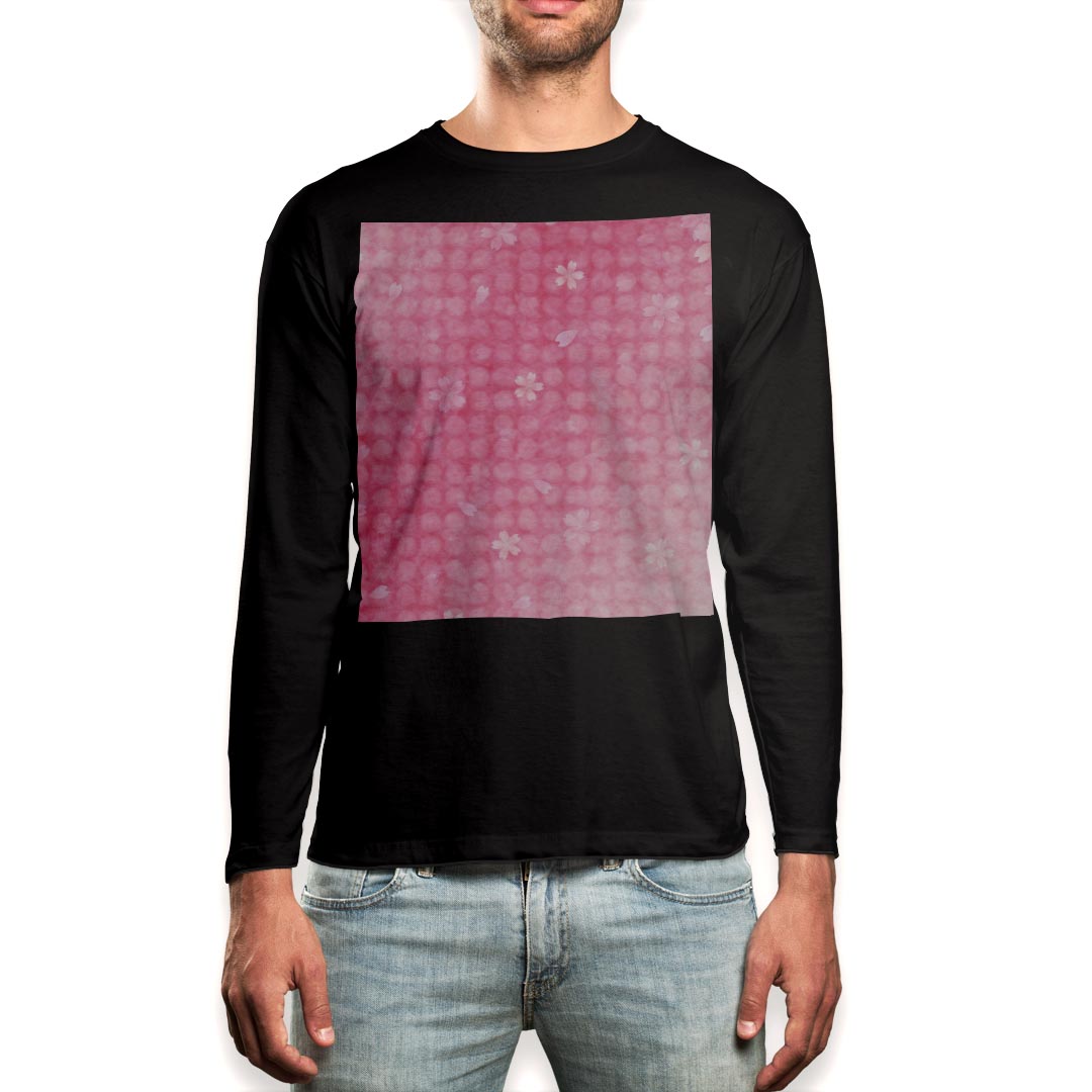 Other - ロング tシャツ メンズ 長袖 ブラック デザイン XS S M L XL 2XL ロンT ティーシャツ 黒 black T shirt long sleeve 008591 花　フラワー　ピンク　桜