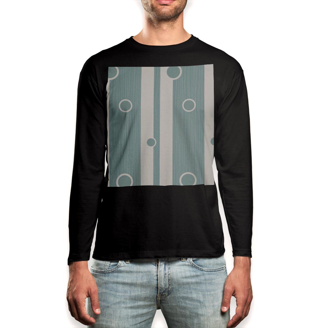 ロング tシャツ メンズ 長袖 ブラック デザイン XS S M L XL 2XL ロンT ティーシャツ 黒 black T shirt long sleeve 008689 水色 模様 ストライプ