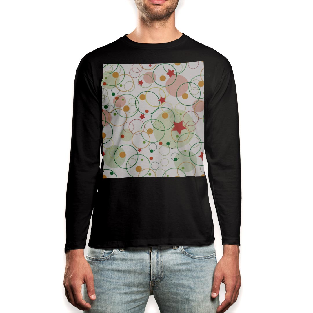 Other - ロング tシャツ メンズ 長袖 ブラック デザイン XS S M L XL 2XL ロンT ティーシャツ 黒 black T shirt long sleeve 008760 星　スター　模様