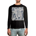 ロング tシャツ メンズ 長袖 ブラック デザイン XS S M L XL 2XL ロンT ティーシャツ 黒 black T shirt long sleeve 008777 イラスト 自転車 青 ブルー