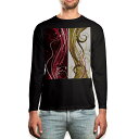 ロング tシャツ メンズ 長袖 ブラック デザイン XS S M L XL 2XL ロンT ティーシャツ 黒 black T shirt long sleeve 008834 花 フラワー 模様(4)