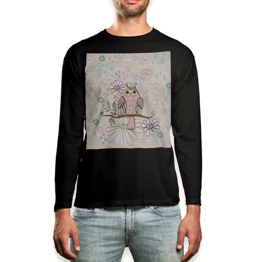 ロング tシャツ メンズ 長袖 ブラック デザイン XS S M L XL 2XL ロンT ティーシャツ 黒 black T shirt long sleeve 008898 花 フラワー ピンク フクロウ ロング tシャツ メンズ 長袖 ブラック デザイン XS S M L XL 2XL ロンT ティーシャツ 黒 black T shirt long sleeve 008898 花 フラワー ピンク フクロウ