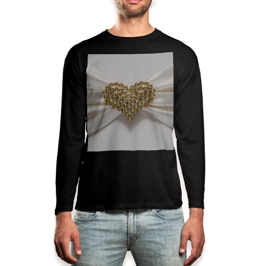 ロング tシャツ メンズ 長袖 ブラック デザイン XS S M L XL 2XL ロンT ティーシャツ 黒 black T shirt long sleeve 008933 ハート 白 ホワイト 写真