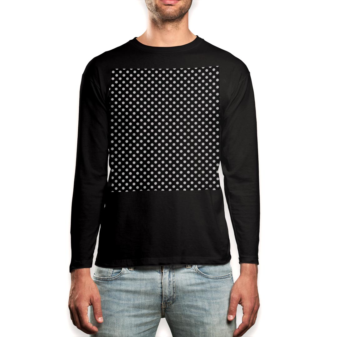 ロング tシャツ メンズ 長袖 ブラック デザイン XS S M L XL 2XL ロンT ティーシャツ 黒 black T shirt long sleeve 009094 シンプル 水玉 ドット 黒