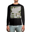 ロング tシャツ メンズ 長袖 ブラック デザイン XS S M L XL 2XL ロンT ティーシャツ 黒 black T shirt long sleeve 009134 植物 ぶどう イラスト