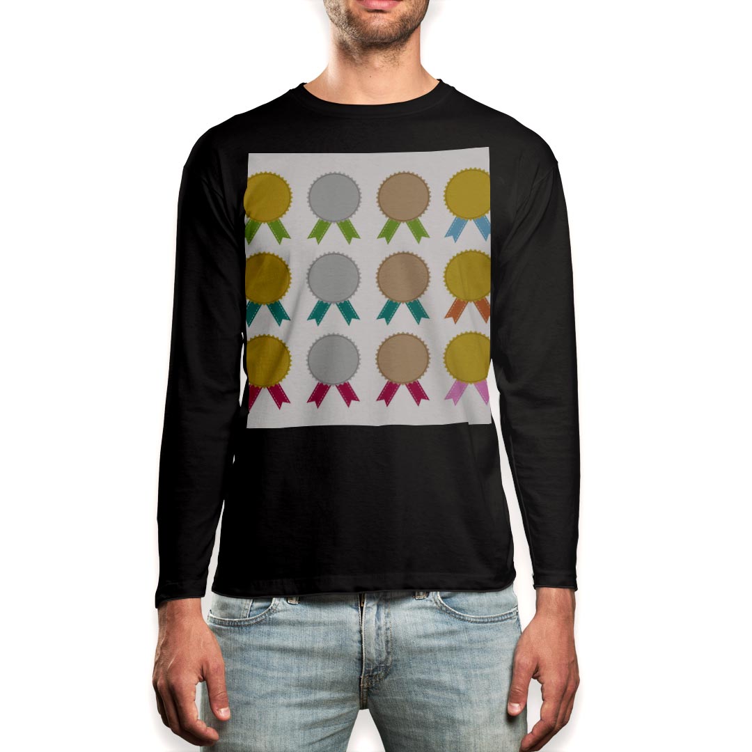 其它 - ロング tシャツ メンズ 長袖 ブラック デザイン XS S M L XL 2XL ロンT ティーシャツ 黒 black T shirt long sleeve 009257 カラフル　シンプル