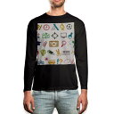 ロング tシャツ メンズ 長袖 ブラック デザイン XS S M L XL 2XL ロンT ティーシャツ 黒 black T shirt long sleeve 009278 イラスト カラフル こども(4)