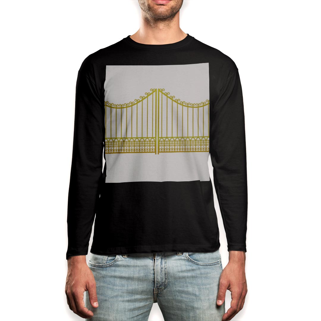 ロング tシャツ メンズ 長袖 ブラック デザイン XS S M L XL 2XL ロンT ティーシャツ 黒 black T shirt long sleeve 009349 アンティーク 黄色