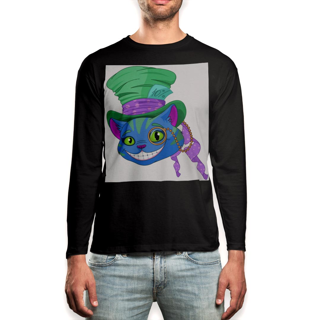 Other - ロング tシャツ メンズ 長袖 ブラック デザイン XS S M L XL 2XL ロンT ティーシャツ 黒 black T shirt long sleeve 009381 動物　キャラクター　猫