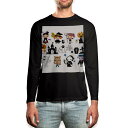 ロング tシャツ メンズ 長袖 ブラック デザイン XS S M L XL 2XL ロンT ティーシャツ 黒 black T shirt long sleeve 009418 ハロウィン キャラクター おばけ