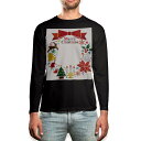 ロング tシャツ メンズ 長袖 ブラック デザイン XS S M L XL 2XL ロンT ティーシャツ 黒 black T shirt long sleeve 009453 クリスマス カラフル リボン