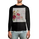 ロング tシャツ メンズ 長袖 ブラック デザイン XS S M L XL 2XL ロンT ティーシャツ 黒 black T shirt long sleeve 009468 フラワー 鳥 色彩(4)