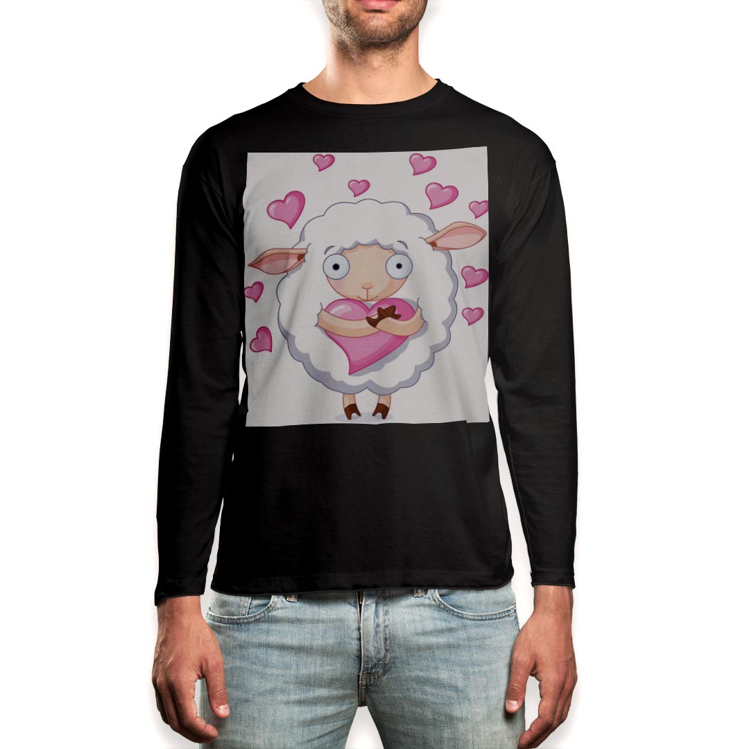 ロング tシャツ メンズ 長袖 ブラック デザイン XS S M L XL 2XL ロンT ティーシャツ 黒 black T shirt long sleeve 009508 動物　キャラクター　ハート kabekore-10633200 kabeコレ パッケージ画像