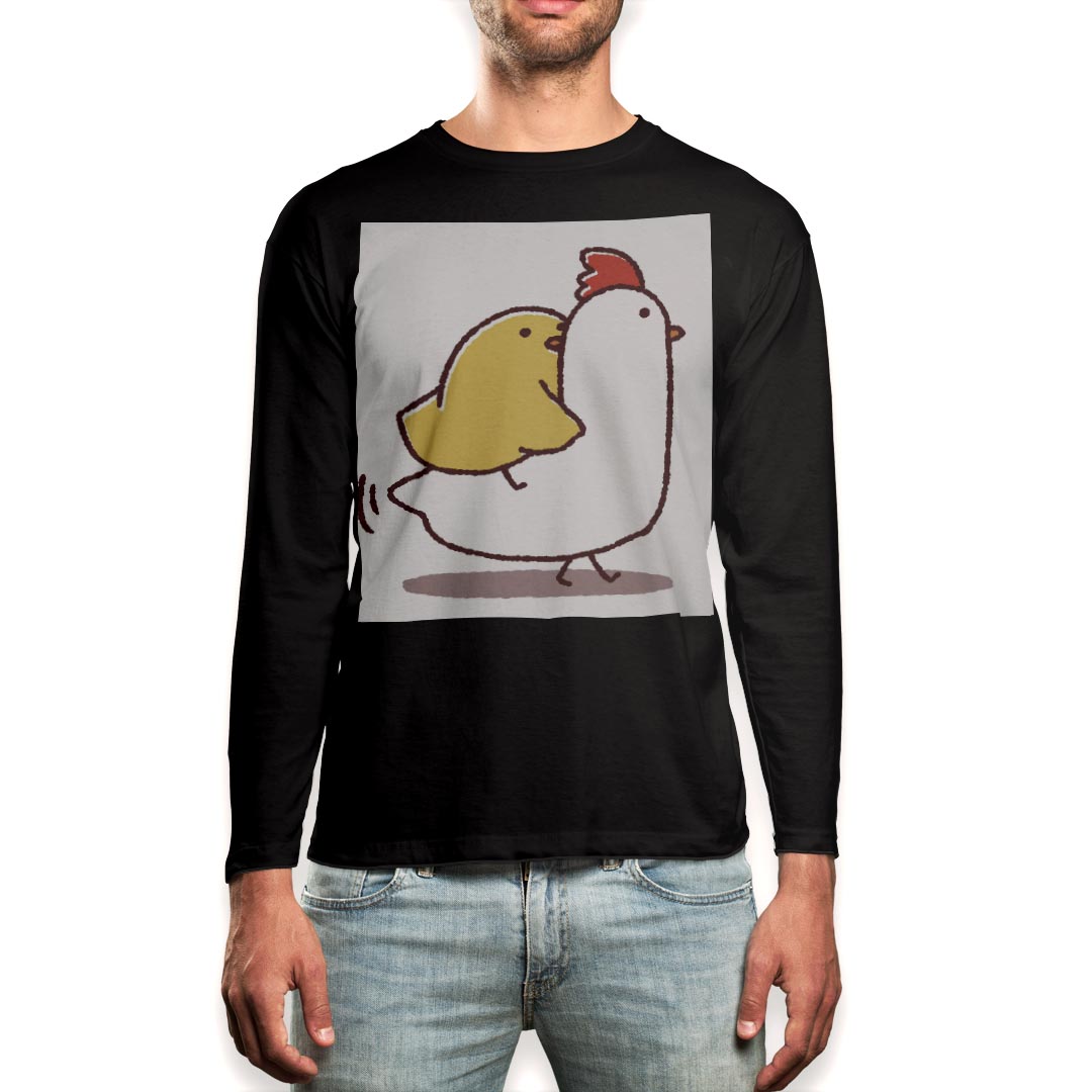 Other - ロング tシャツ メンズ 長袖 ブラック デザイン XS S M L XL 2XL ロンT ティーシャツ 黒 black T shirt long sleeve 009562 鳥　ひよこ　キャラクター