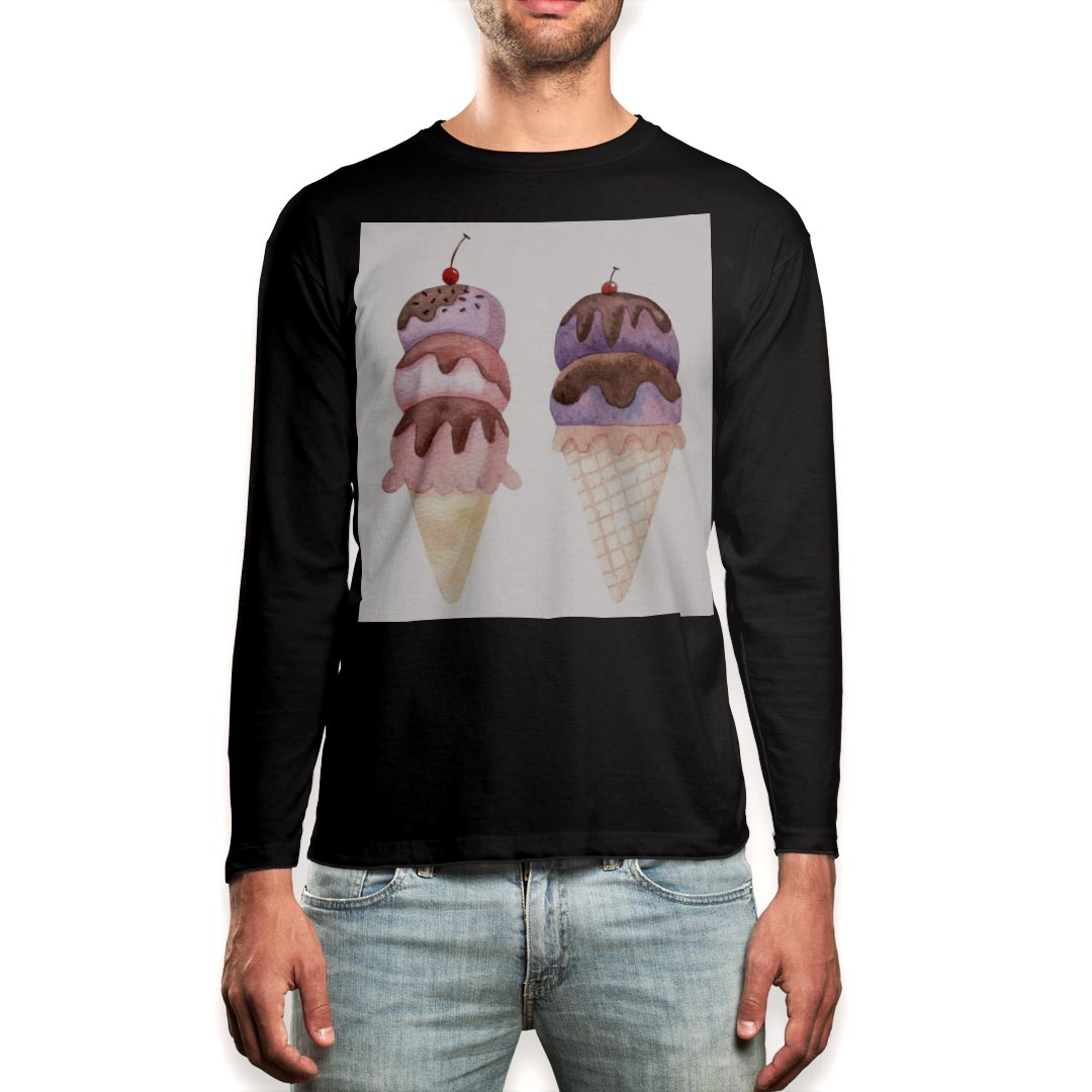 ロング tシャツ メンズ 長袖 ブラック デザイン XS S M L XL 2XL ロンT ティーシャツ 黒 black T shirt long sleeve 009624 デザート　カラフル