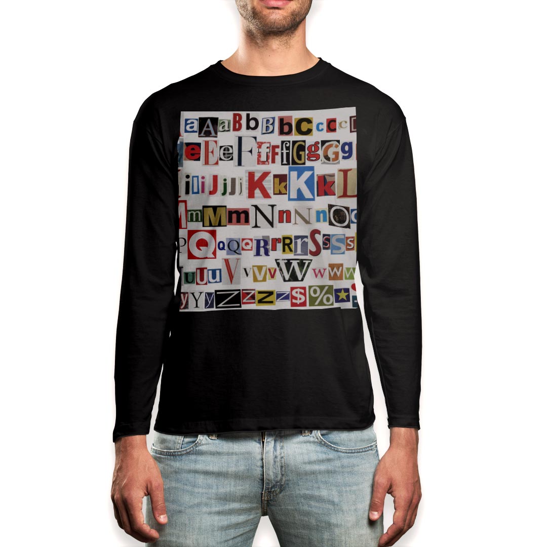 ロング tシャツ メンズ 長袖 ブラック デザイン XS S M L XL 2XL ロンT ティーシャツ 黒 black T shirt long sleeve 009631 英語 文字 カラフル