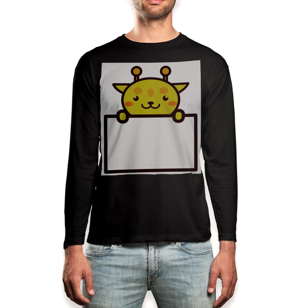 Other - ロング tシャツ メンズ 長袖 ブラック デザイン XS S M L XL 2XL ロンT ティーシャツ 黒 black T shirt long sleeve 009828 動物　キリン　イラスト