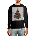 ロング tシャツ メンズ 長袖 ブラック デザイン XS S M L XL 2XL ロンT ティーシャツ 黒 black T shirt long sleeve 009842 クリスマス ツリー 星