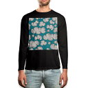 ロング tシャツ メンズ 長袖 ブラック デザイン XS S M L XL 2XL ロンT ティーシャツ 黒 black T shirt long sleeve 009927 空 模様 青(4)