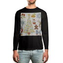 ロング tシャツ メンズ 長袖 ブラック デザイン XS S M L XL 2XL ロンT ティーシャツ 黒 black T shirt long sleeve 009956 クリスマス ツリー 雪