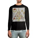 ロング tシャツ メンズ 長袖 ブラック デザイン XS S M L XL 2XL ロンT ティーシャツ 黒 black T shirt long sleeve 009957 クリスマス ツリー リース