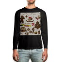 ロング tシャツ メンズ 長袖 ブラック デザイン XS S M L XL 2XL ロンT ティーシャツ 黒 black T shirt long sleeve 010014 クリスマス ツリー 英語