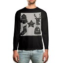 ロング tシャツ メンズ 長袖 ブラック デザイン XS S M L XL 2XL ロンT ティーシャツ 黒 black T shirt long sleeve 010016 クリスマス ツリー 英語