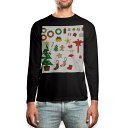 ロング tシャツ メンズ 長袖 ブラック デザイン XS S M L XL 2XL ロンT ティーシャツ 黒 black T shirt long sleeve 010059 クリスマス ツリー リボン
