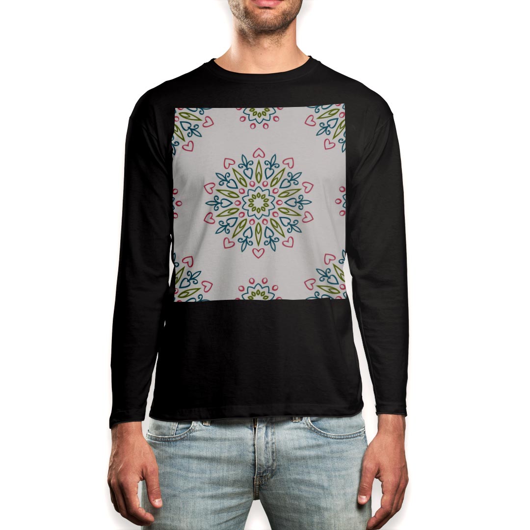 ロング tシャツ メンズ 長袖 ブラック デザイン XS S M L XL 2XL ロンT ティーシャツ 黒 black T shirt long sleeve 010096 アジアン　..