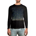 ロング tシャツ メンズ 長袖 ブラック デザイン XS S M L XL 2XL ロンT ティーシャツ 黒 black T shirt long sleeve 010158 星 空 黄色(4)
