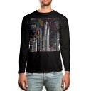 ロング tシャツ メンズ 長袖 ブラック デザイン XS S M L XL 2XL ロンT ティーシャツ 黒 black T shirt long sleeve 010394 風景 景色 イラスト(4)