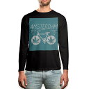 ロング tシャツ メンズ 長袖 ブラック デザイン XS S M L XL 2XL ロンT ティーシャツ 黒 black T shirt long sleeve 010448 乗り物 自転車 青
