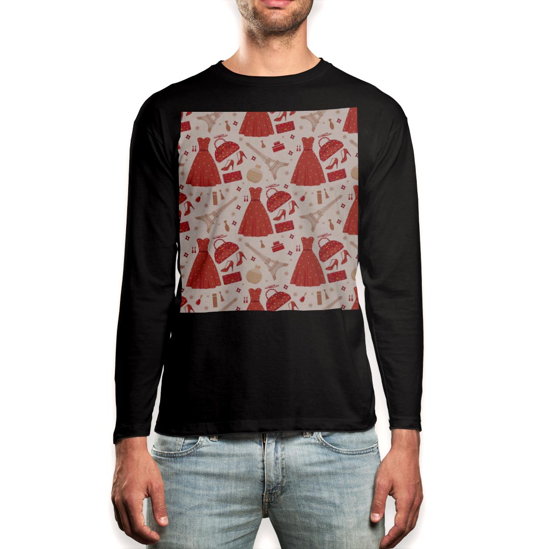 Long-Sleeved - ロング tシャツ メンズ 長袖 ブラック デザイン XS S M L XL 2XL ロンT ティーシャツ 黒 black T shirt long sleeve 010501 おしゃれ　ファッション　赤