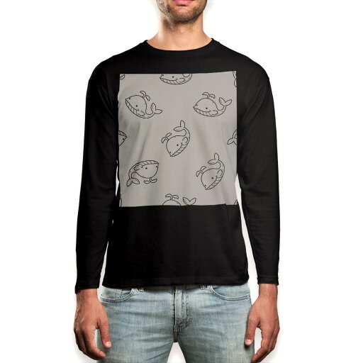 ロング tシャツ メンズ 長袖 ブラック デザイン XS S M L XL 2XL ロンT ティーシャツ 黒 black T shirt long sleeve 010706 くじら 海 生き物 ロング tシャツ メンズ 長袖 ブラック デザイン XS S M L XL 2XL ロンT ティーシャツ 黒 black T shirt long sleeve 010706 くじら 海 生き物