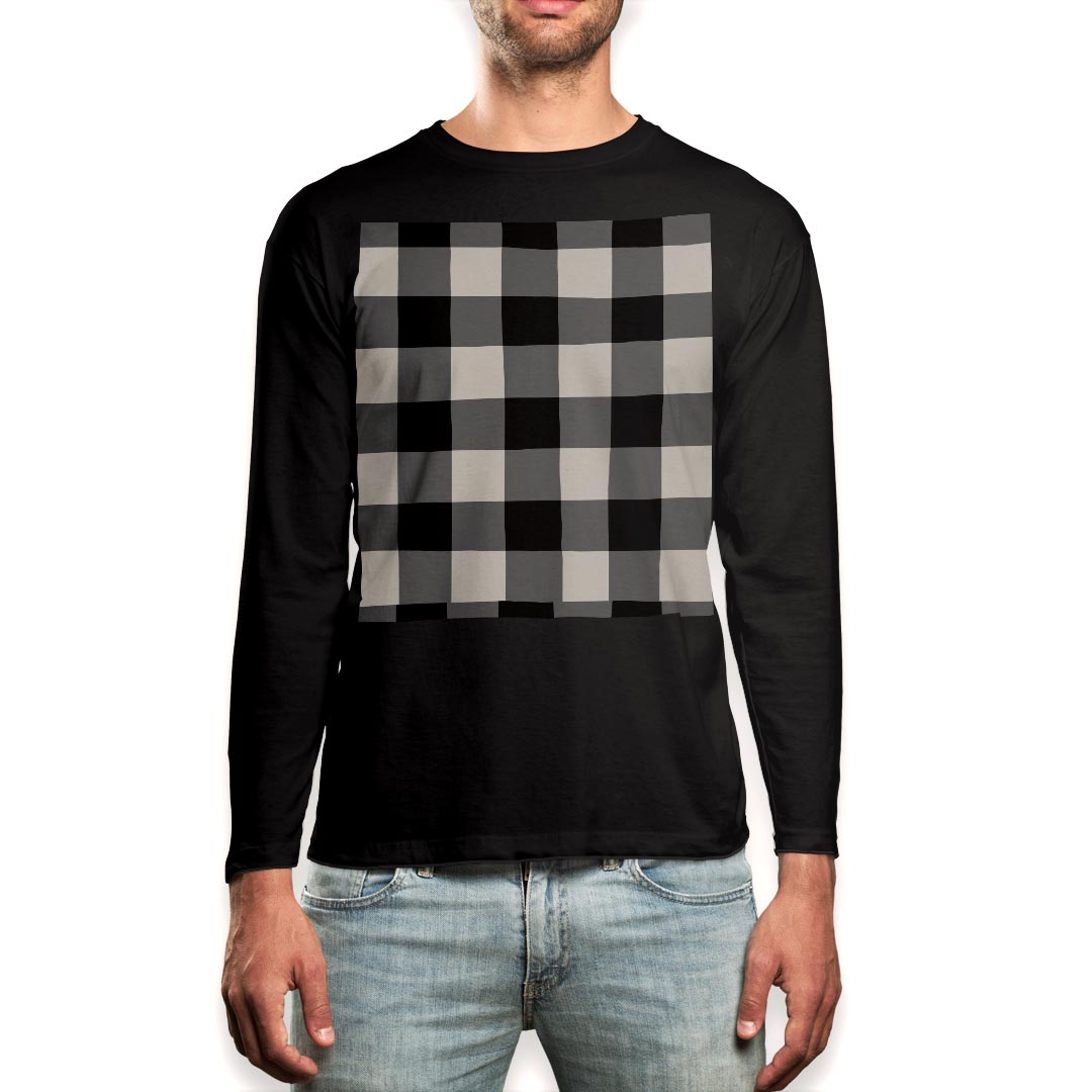ロングtシャツメンズ長袖ブラックデ...