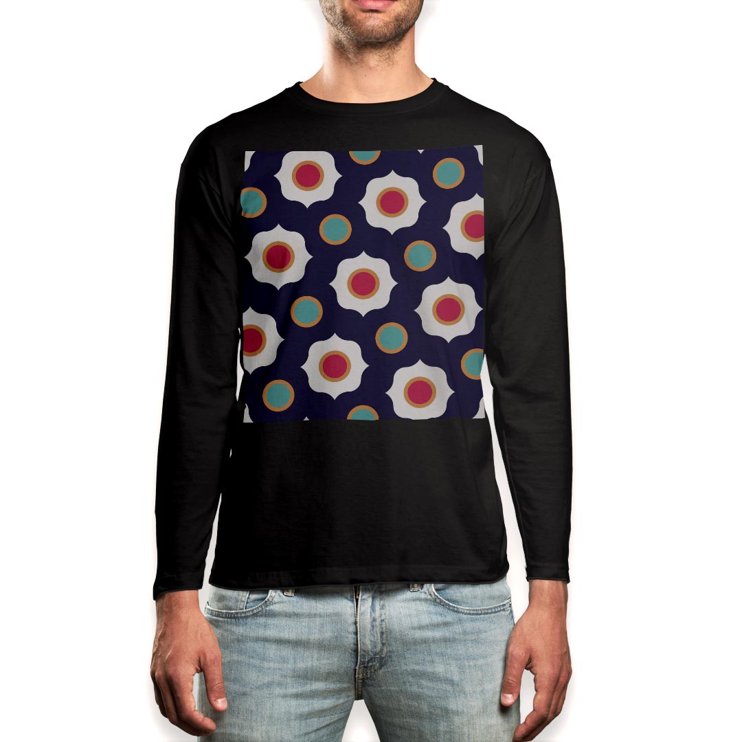 ロング tシャツ メンズ 長袖 ブラック デザイン XS S M L XL 2XL ロンT ティーシャツ 黒 black T shirt long sleeve 010742 模様　紺　..