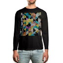 ロング tシャツ メンズ 長袖 ブラック デザイン XS S M L XL 2XL ロンT ティーシャツ 黒 black T shirt long sleeve 010750 ペイント カラフル イラスト