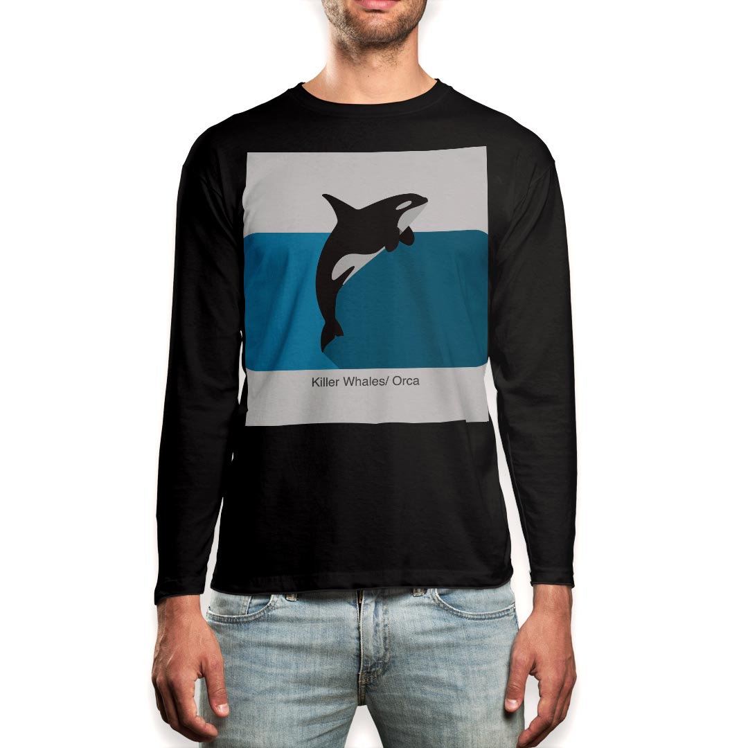Other - ロング tシャツ メンズ 長袖 ブラック デザイン XS S M L XL 2XL ロンT ティーシャツ 黒 black T shirt long sleeve 010993 イルカ　海　青