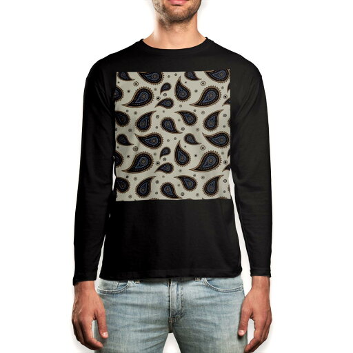 ロング tシャツ メンズ 長袖 ブラック デザイン XS S M L XL 2XL ロンT ティーシャツ 黒 black T shirt long sleeve 011081 ペイズリー 青 ロング tシャツ メンズ 長袖 ブラック デザイン XS S M L XL 2XL ロンT ティーシャツ 黒 black T shirt long sleeve 011081 ペイズリー 青