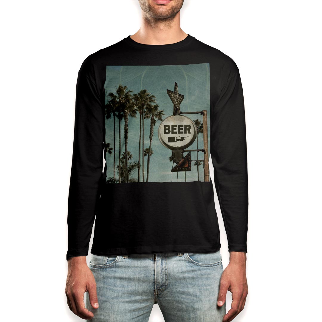 乐天商城 - ロング tシャツ メンズ 長袖 ブラック デザイン XS S M L XL 2XL ロンT ティーシャツ 黒 black T shirt long sleeve 011174 看板　英語　ビンテージ
