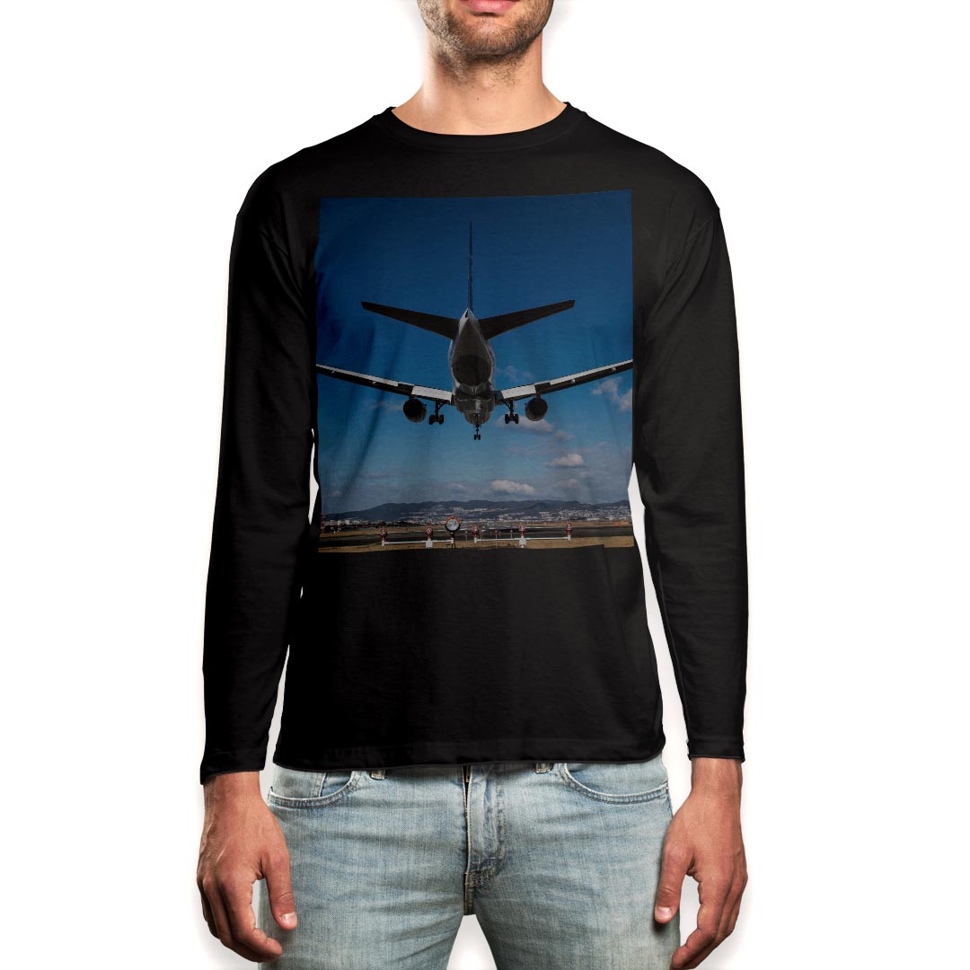 Other - ロング tシャツ メンズ 長袖 ブラック デザイン XS S M L XL 2XL ロンT ティーシャツ 黒 black T shirt long sleeve 011412 飛行機　乗り物　空