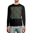 ロング tシャツ メンズ 長袖 ブラック デザイン XS S M L XL 2XL ロンT ティーシャツ 黒 black T shirt long sleeve 011428 花 フラワー カラフル(4)